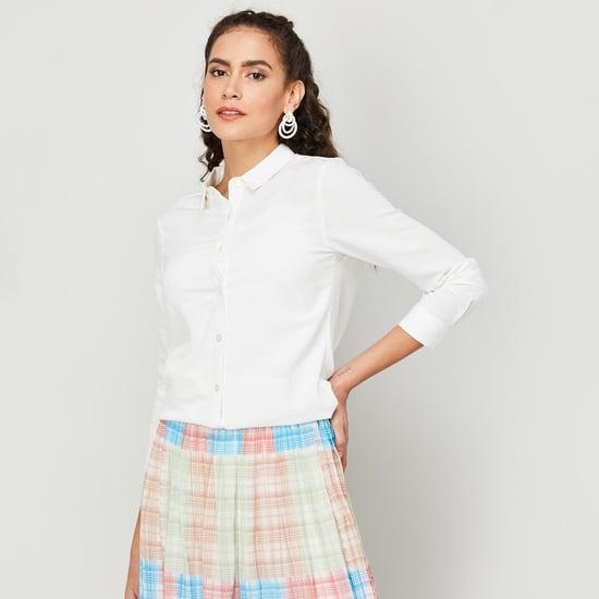 code classic women solid regular fit shirt
