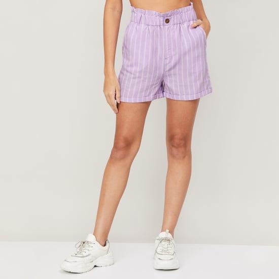 code classic women striped elasticated shorts