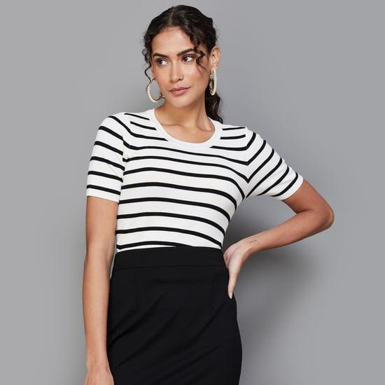 code classic women striped regular fit t-shirt