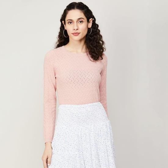 code classic women textured knit top