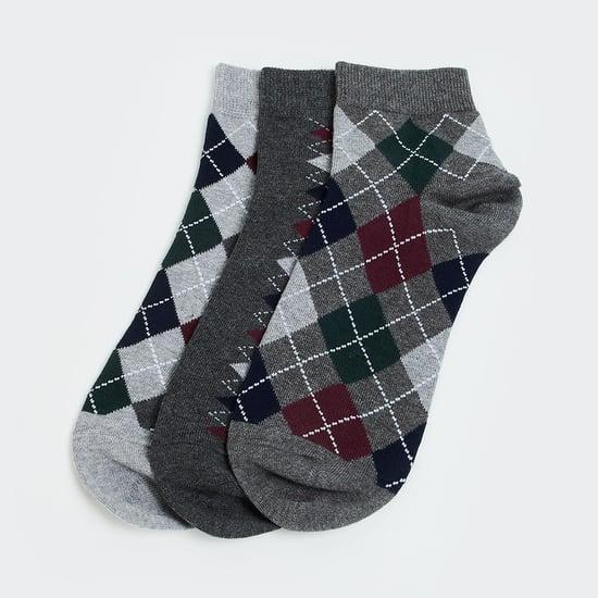 code men printed ankle-length socks - pack of 3