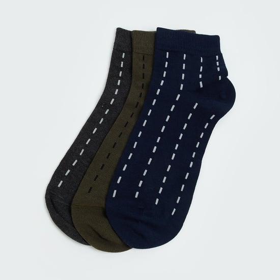 code men printed ankle-length socks - pack of 3