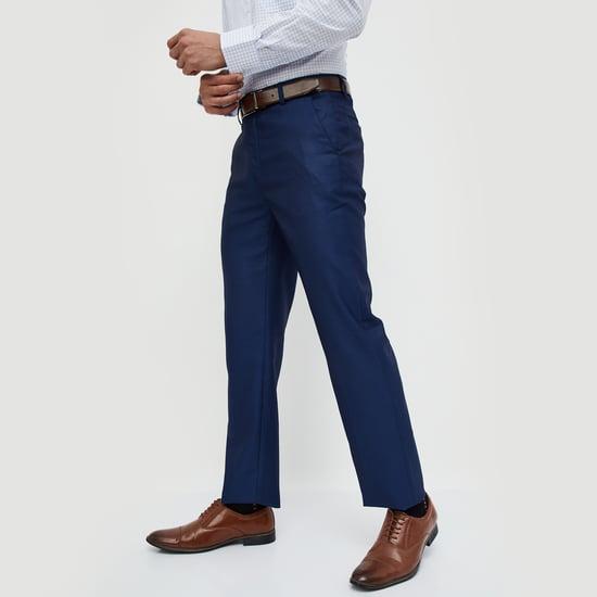 code men solid regular fit formal trousers