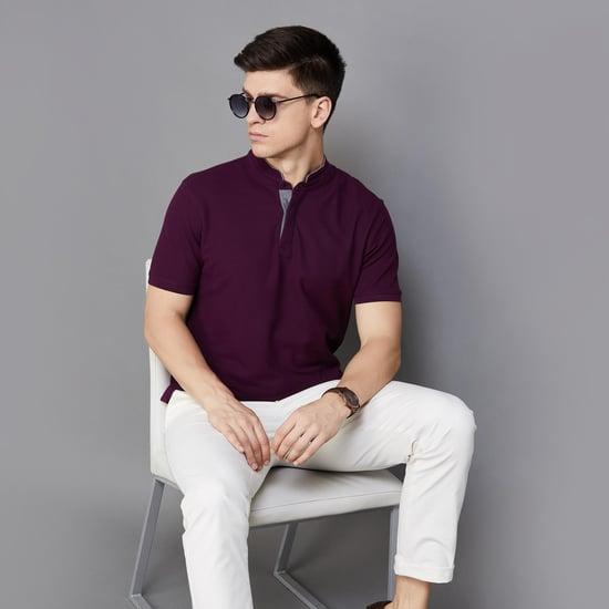 code men solid regular fit polo t-shirt