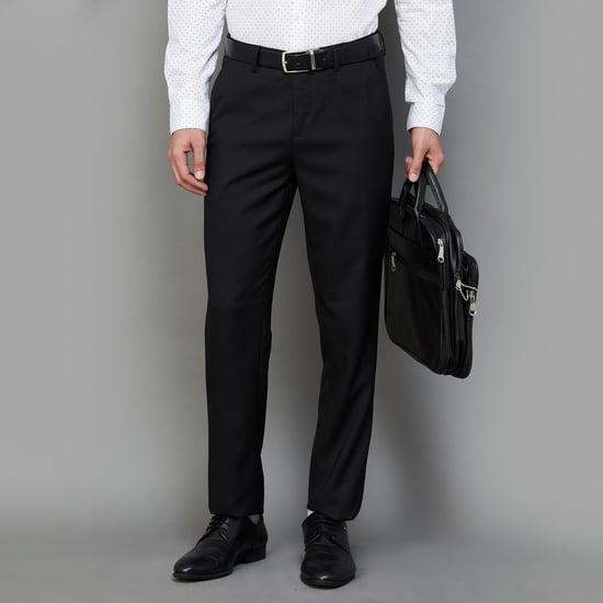 code men solid slim tapered formal trousers