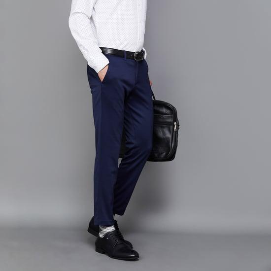 code men solid super slim formal trousers