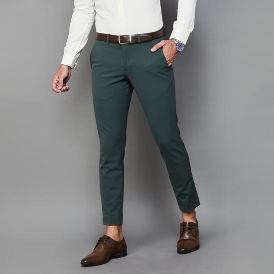code men solid super slim formal trousers