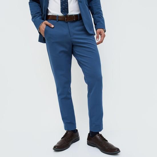 code men solid super slim formal trousers