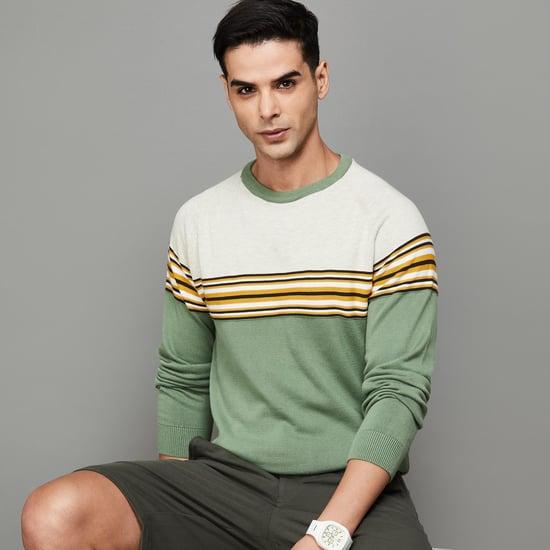 code men striped full sleeves sweater