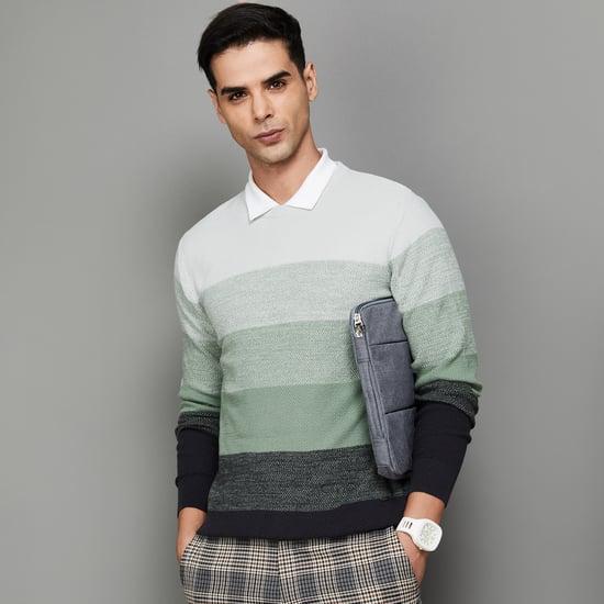 code men striped regular fit sweater