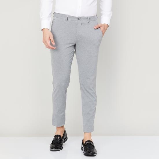 code men textured super slim fit formal trousers