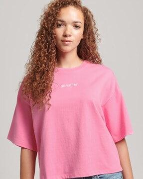 code micro round-neck t-shirt with brand print