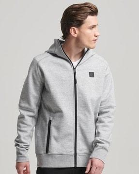 code tech relaxed fit zip-front hoodie