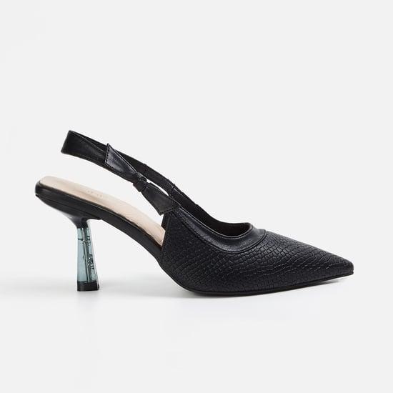 code women croc-embossed slingback heels