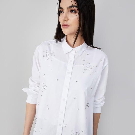 code women embellished casual shirt
