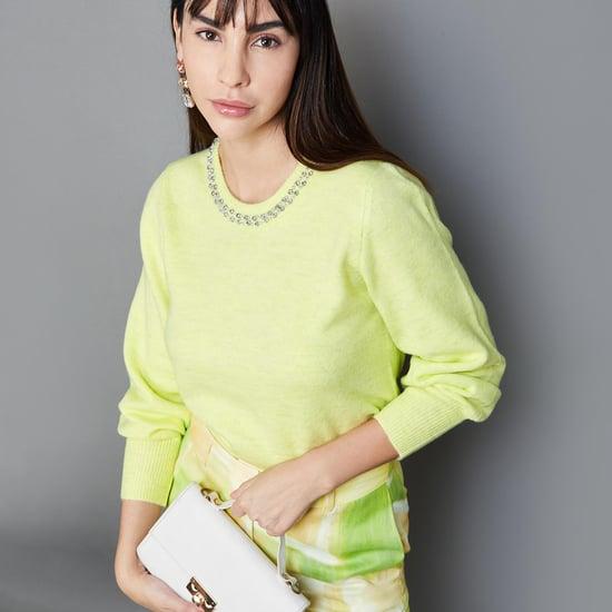 code women embellished pullover sweater