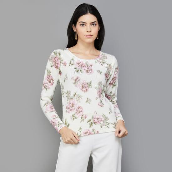 code women floral knitted sweater top