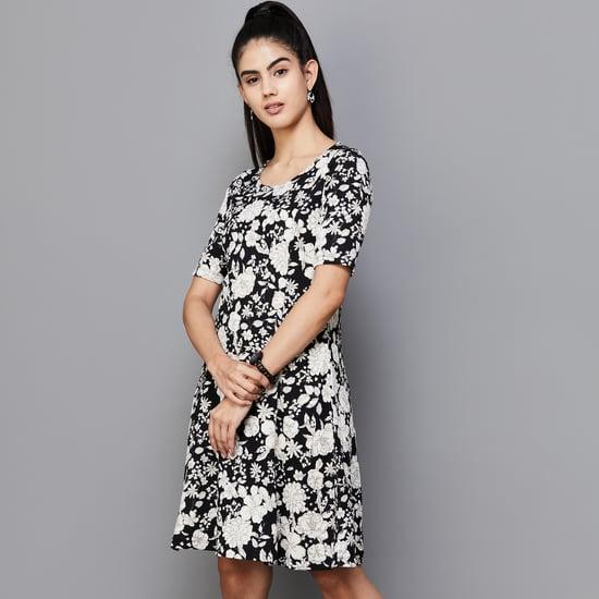 code women floral print a-line dress