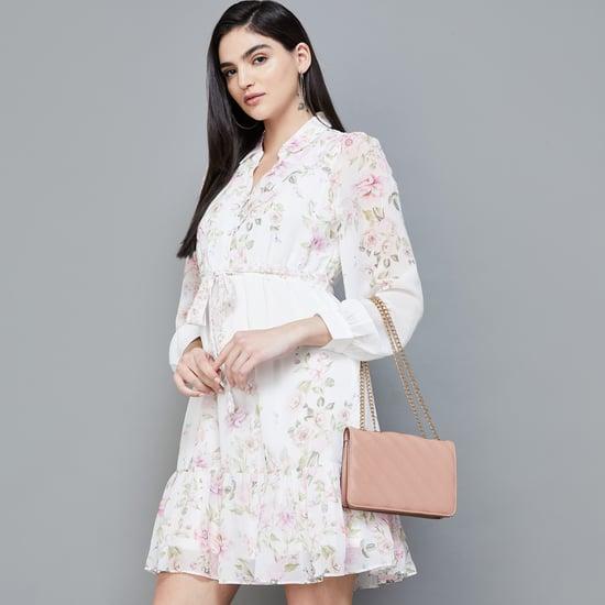 code women floral print shirt dress