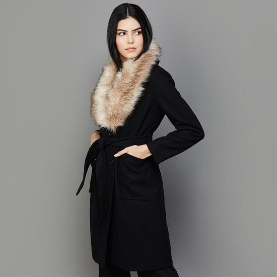 code women fur lined double-breasted trench coat