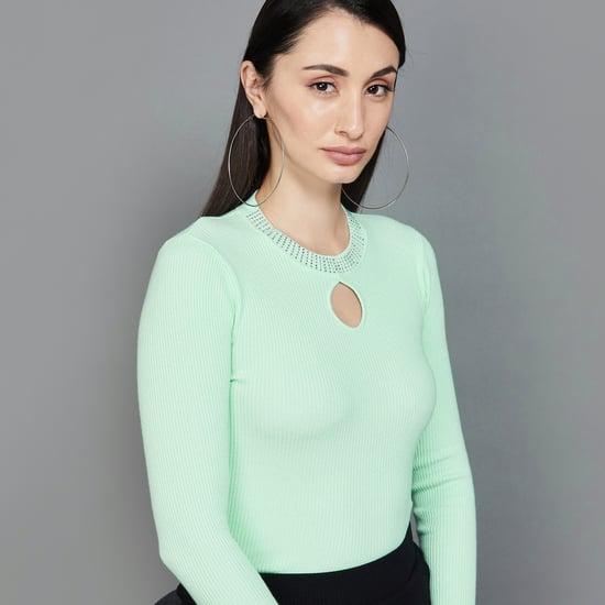 code women knitted embellished top