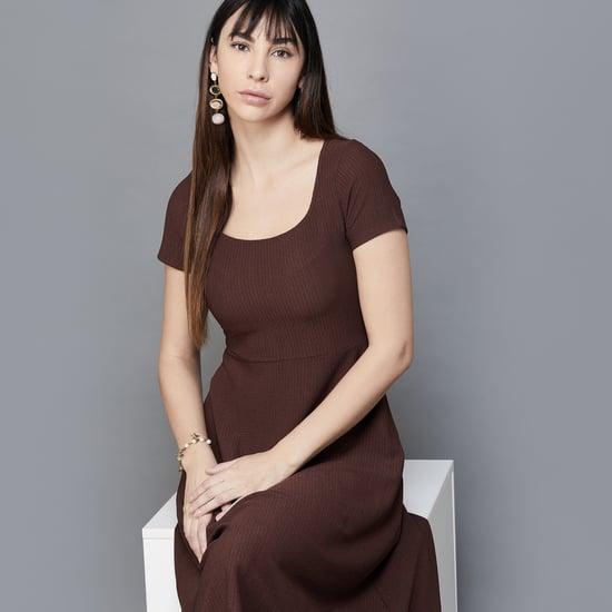 code women knitted fit & flare dress