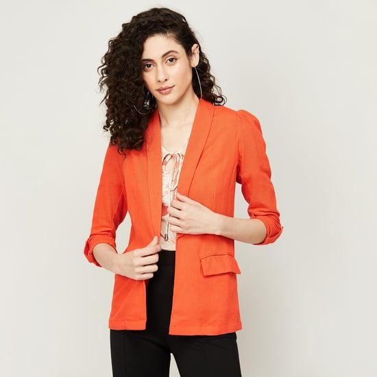 code women puffed sleeve relaxed fit blazer