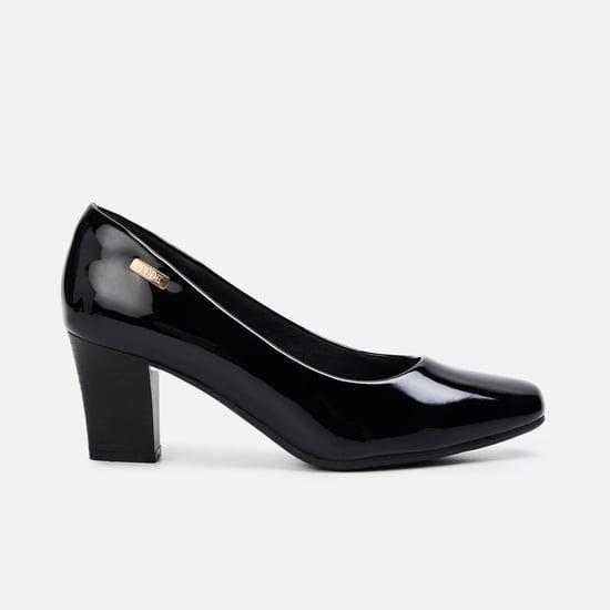 code women solid block heel pumps