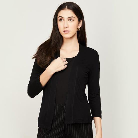 code women solid front-open shrug