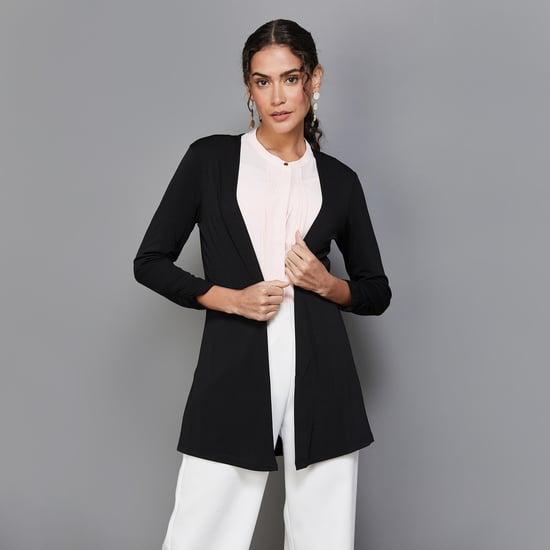 code women solid front-open shrug