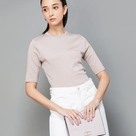 code women solid knitted regular top