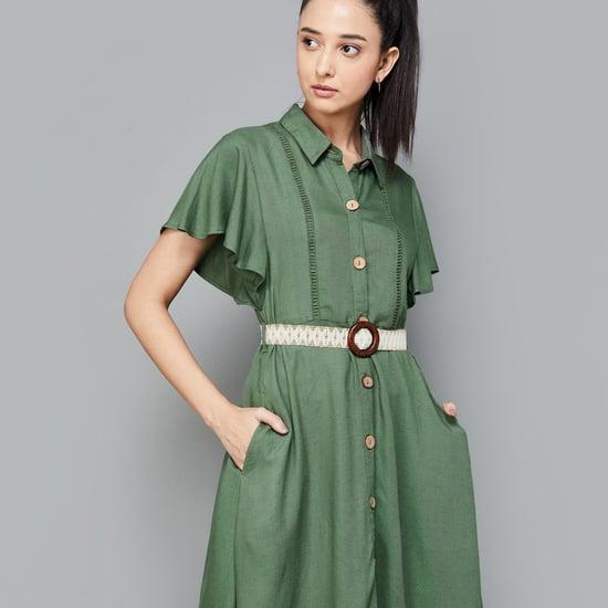 code women solid shirt dress