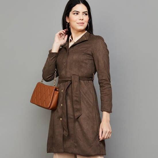 code women solid single-breasted overcoat