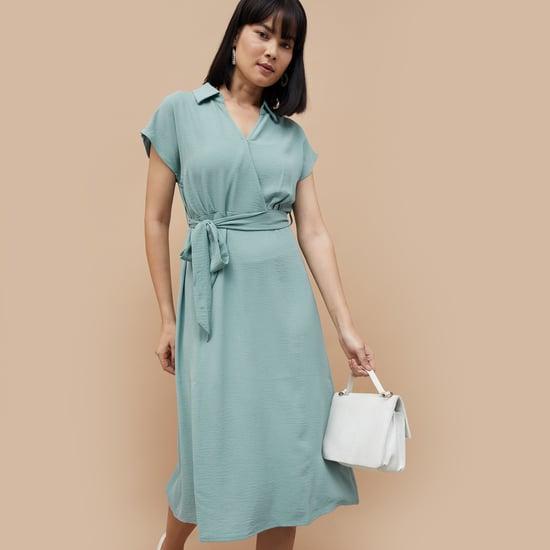 code women solid tie-up dress