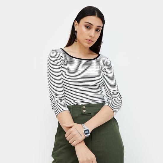 code women striped scoop neck top