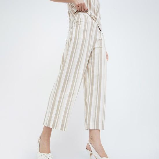 code women striped straight trousers