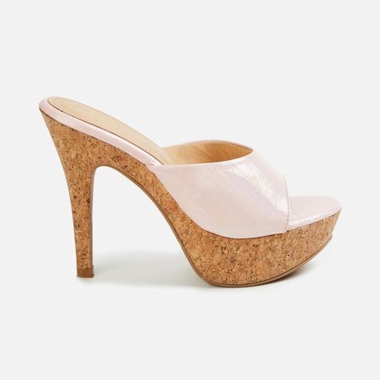 code women textured slip-on cone heels
