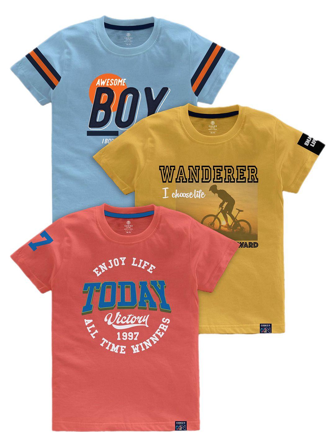 codez boys pack of 3 printed cotton t-shirts
