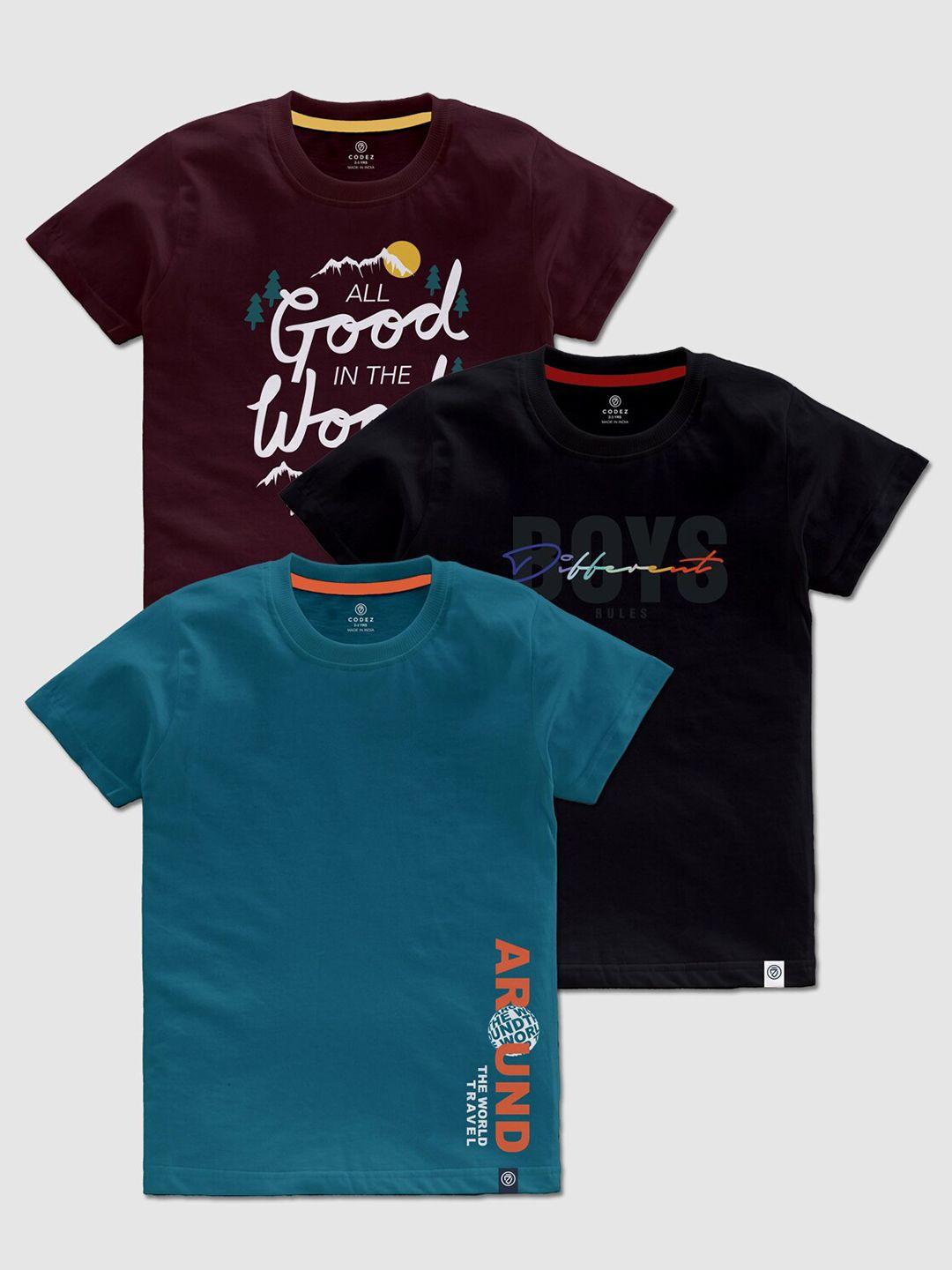 codez-boys-pack-of-3-typography-printed-cotton-t-shirts