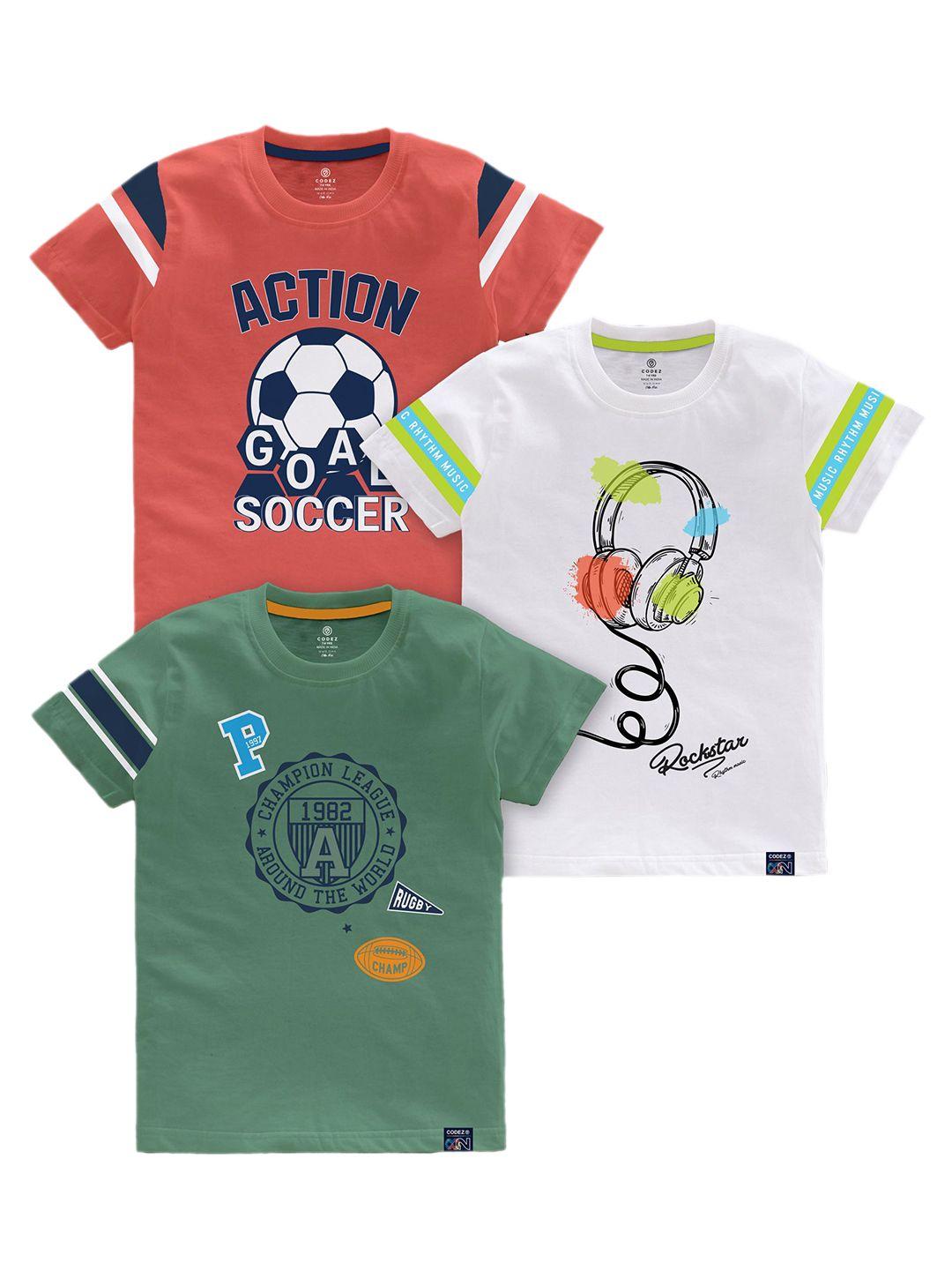 codez boys pack of 3 graphic printed short sleeves cotton t-shirts