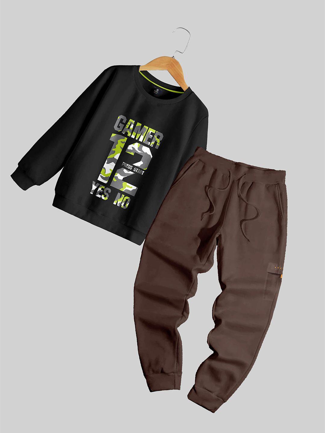 codez boys typography printed sweatshirt with joggers