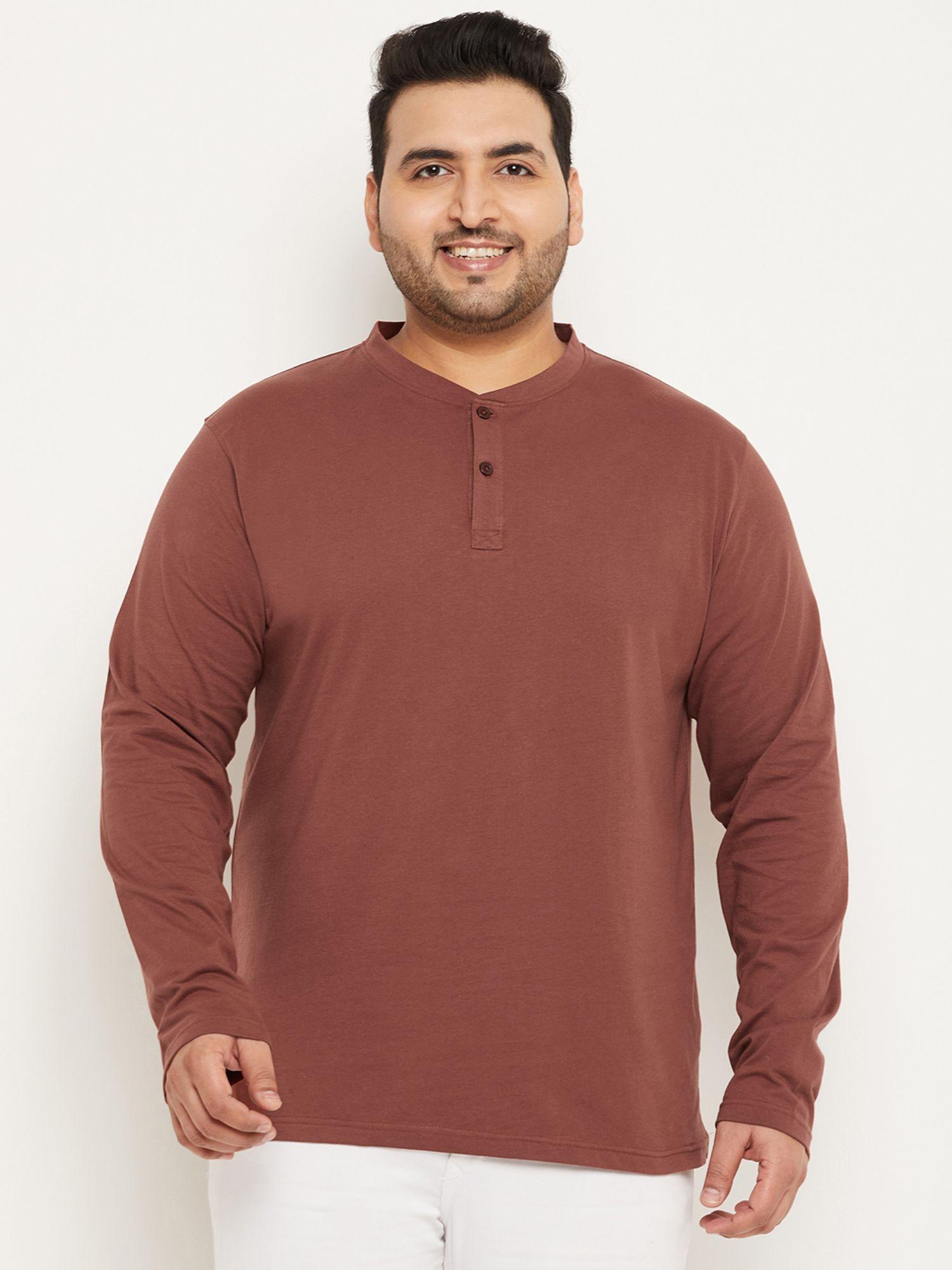 coffee brown solid plus size t-shirt