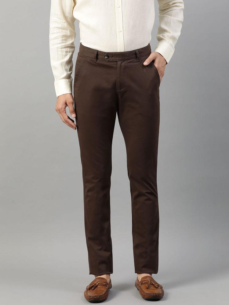 coffee solid regular fit trouser