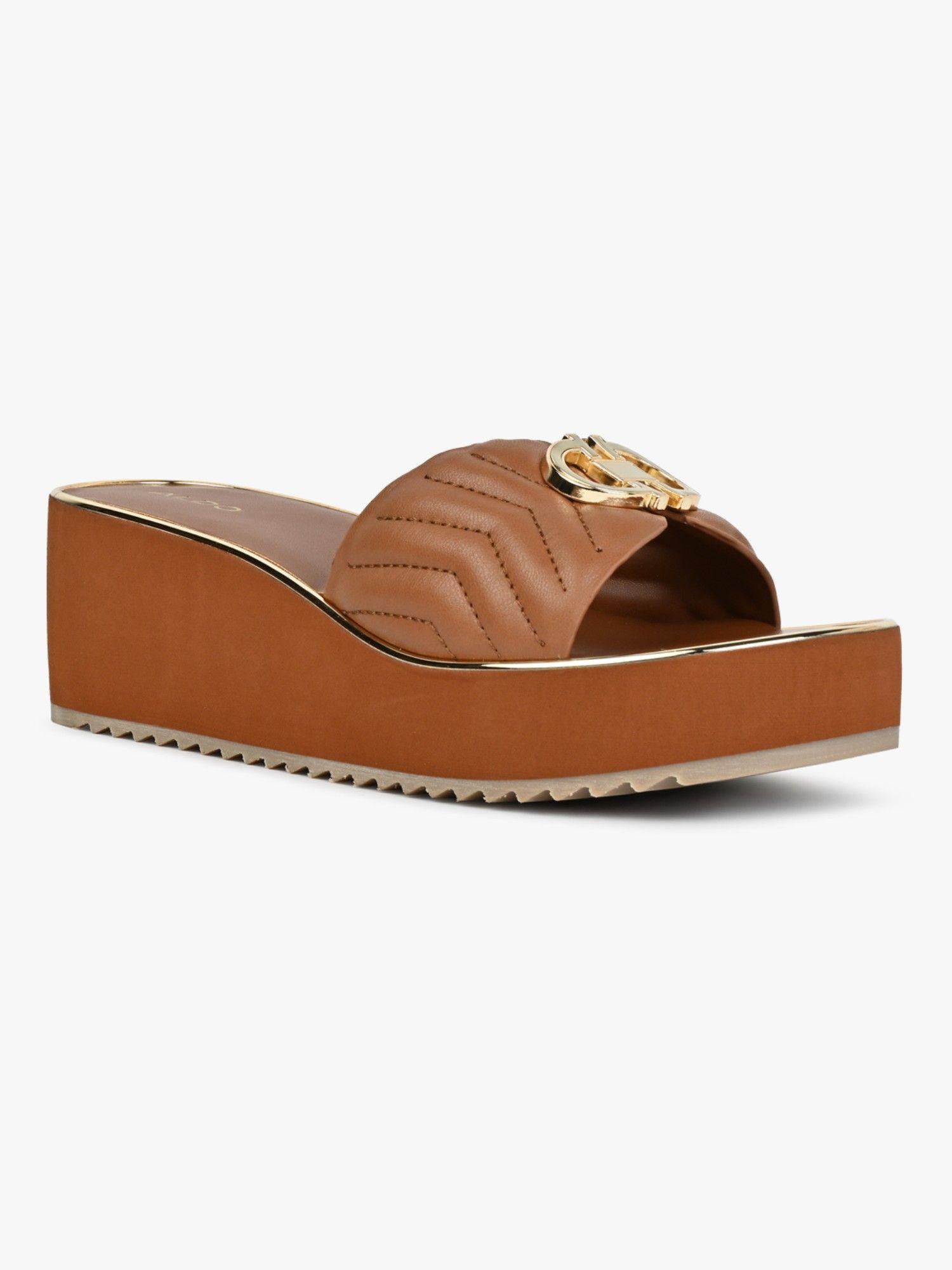 cognac synthetic eva beach wedges