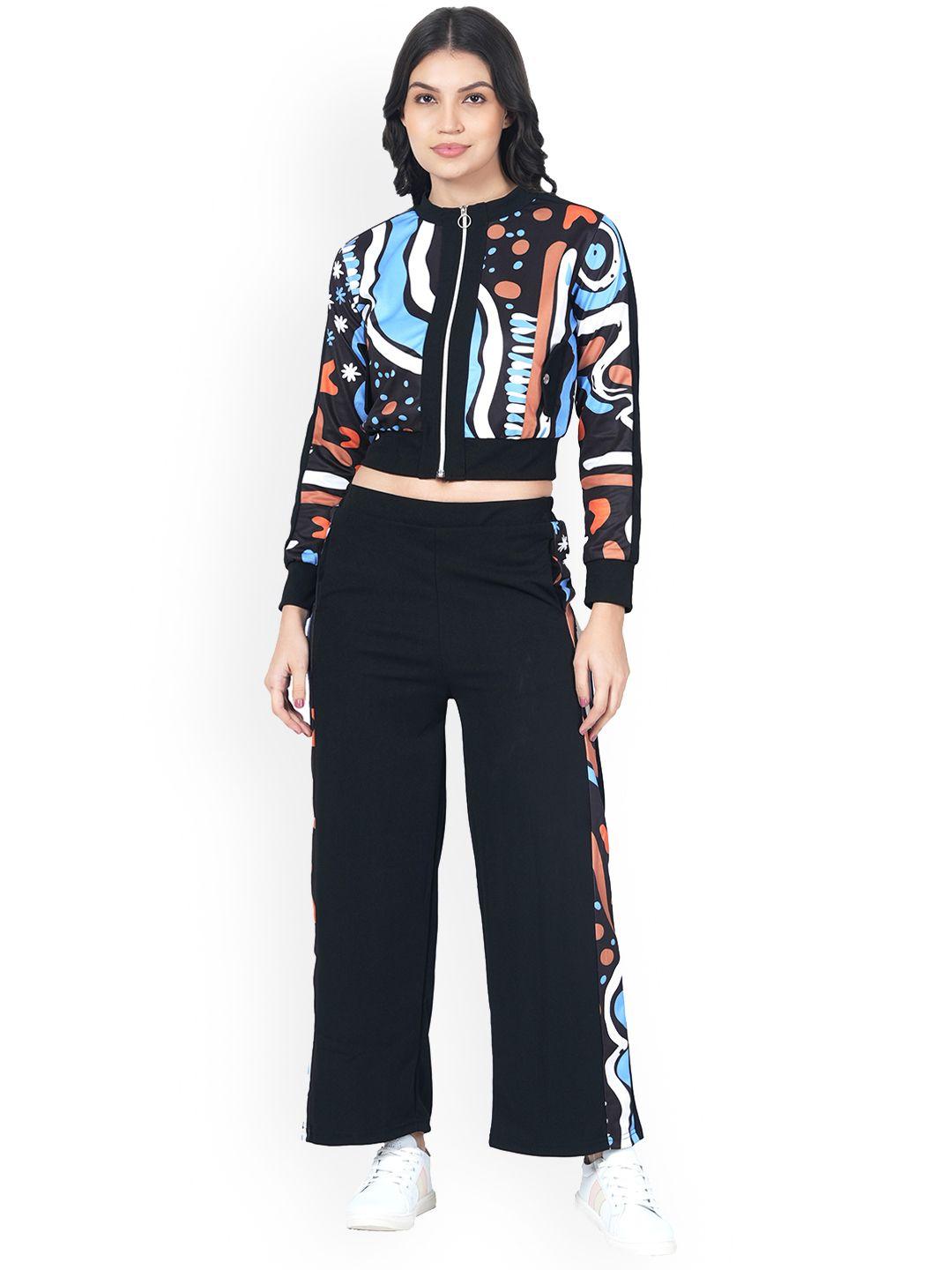 cogner printed round neck jacket with trousers