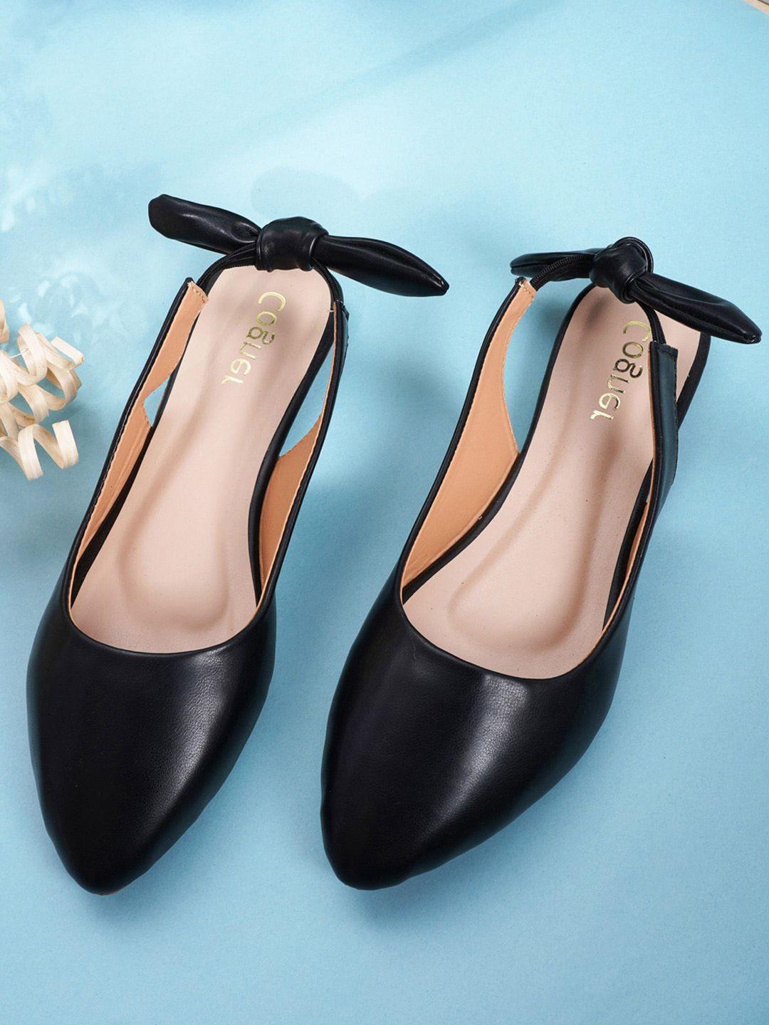 cogner women black ballerinas with bows flats