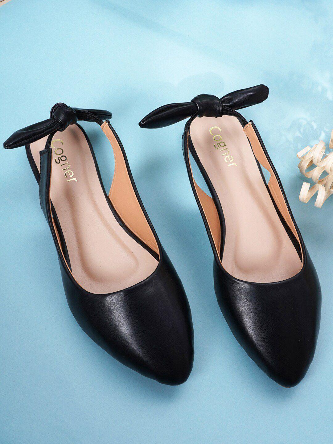 cogner women black bows ballerina flats