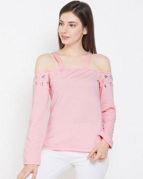 cold-shoulder sweatshirt with embellishments