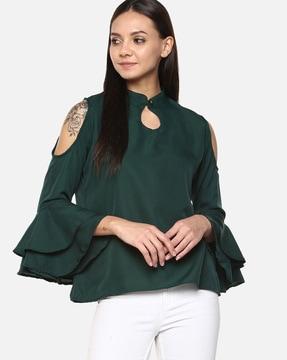 cold-shoulder top with cutout