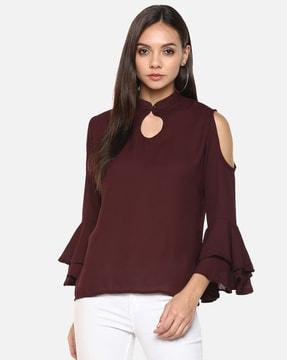 cold-shoulder top with cutout